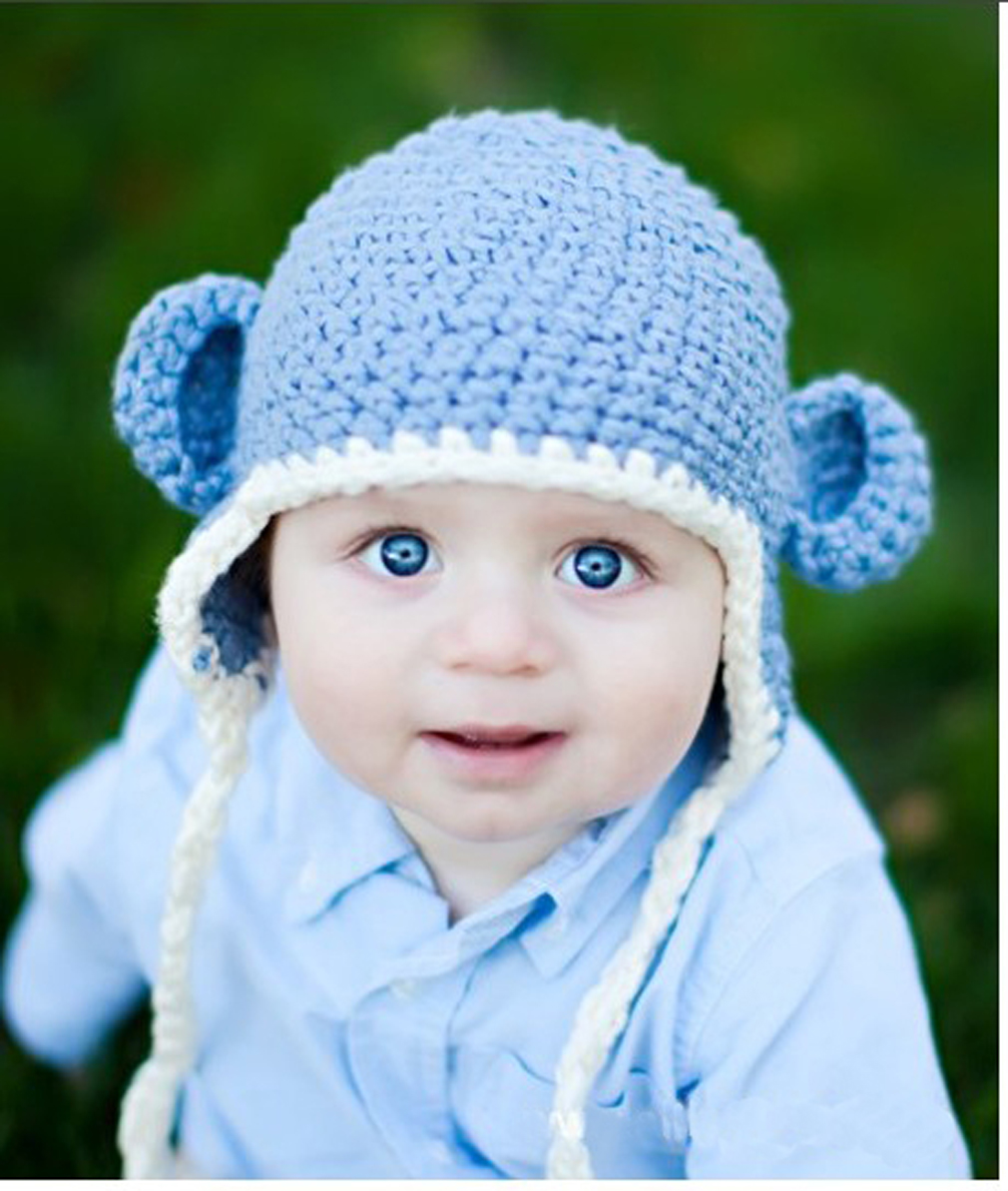 Crochet Beanies Hats Cap-05-Blue